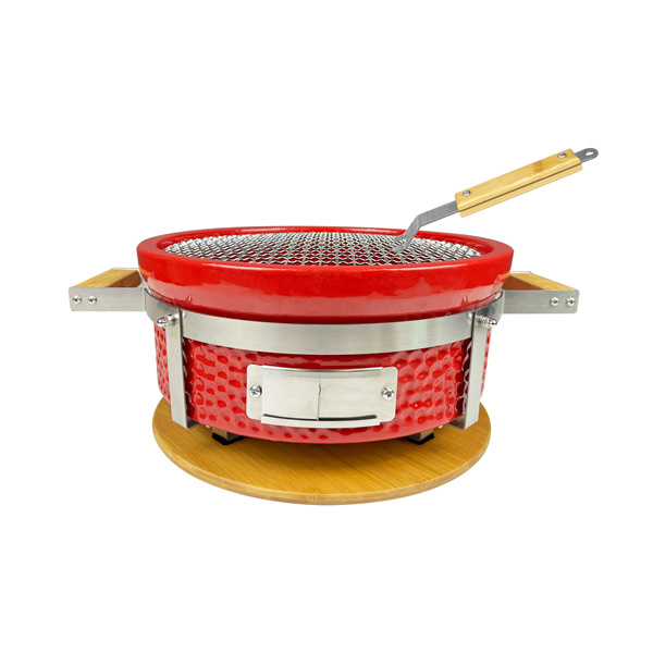 Charcoal-BBQ-Grill-round Hibachi-Grill-with-Grid-Lifter Japanese grill ceramic cook manufactory supplier (1)