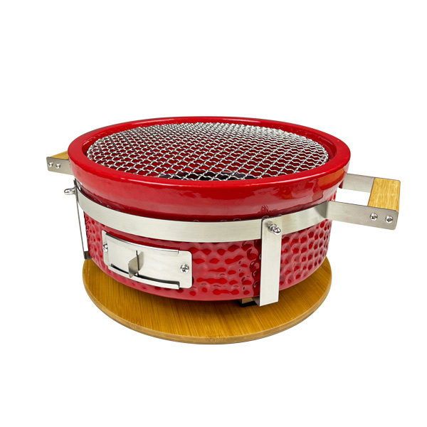 Charcoal-BBQ-Grill-round Hibachi-Grill-with-Grid-Lifter Japanese grill ceramic cook manufactory supplier (3)