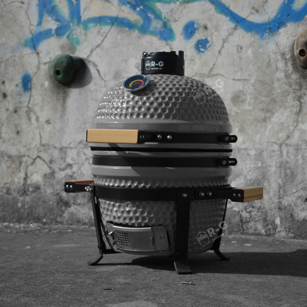 gray grey-mini-kamado-bbq-grill-with-dual-handle