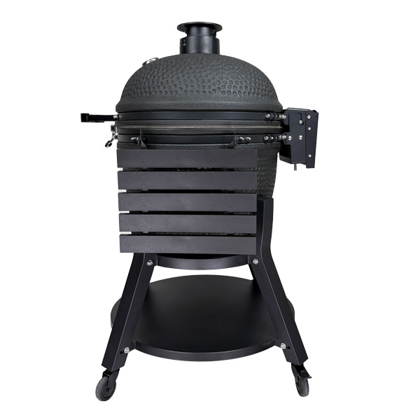 25-inch-kamado-BBQ-grill-balck-matte-glaze-with-heavy-duty-quality-cart