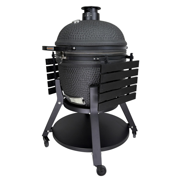25-inch-kamado-grill-balck-matte-glaze-with-heavy-duty-quality-cart