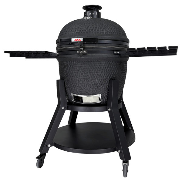 25-inch-kamado-grill-balck-matte-glaze-with-heavy-duty-quality-frame