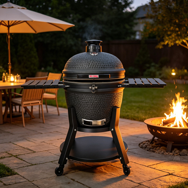 25 inch Ceramic Kamado Grill With Heavy Duty Frame