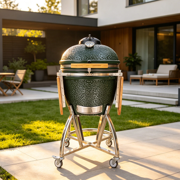 green-kamado-egg-bos-grill-with-stainless-steel-trolley