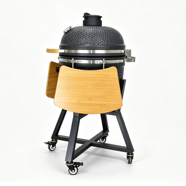 21 inch Kamado Grill Matte Grey with bold trolley-600 (3)